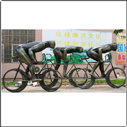 大型現代室外騎車(chē)人物銅雕塑